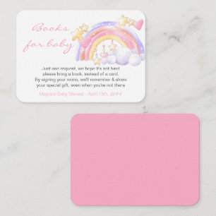 Carte D'accompagnement Livres pour bébé Rainbow Stars Baby shower rose