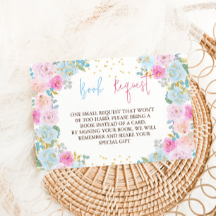 Carte D'accompagnement Livres pour bébé rose bleu floral