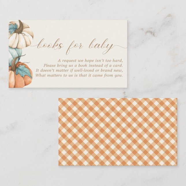 Carte D'accompagnement Livres pour bébé - Rustic Automne Baby shower | (Devant / Derrière)
