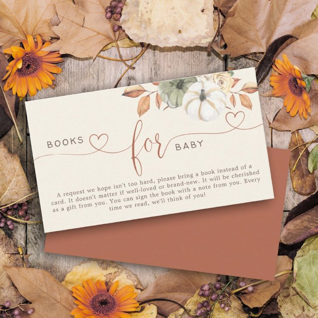Carte D'accompagnement Livres pour bébé Rustic Citrouille douche (Featuring a charming design that includes pumpkins on this books for baby enclosure card for shower.)