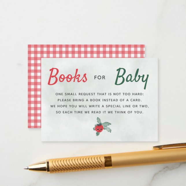 Carte D'accompagnement Livres Pour Bébé Rustic Petit Baby shower Tomate (Devant/Arrière en situation)