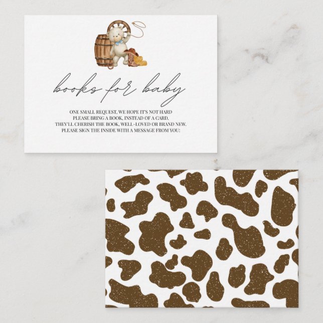 Carte D'accompagnement Livres pour bébé rustique mignon Cowboy Wild Weste (Devant / Derrière)