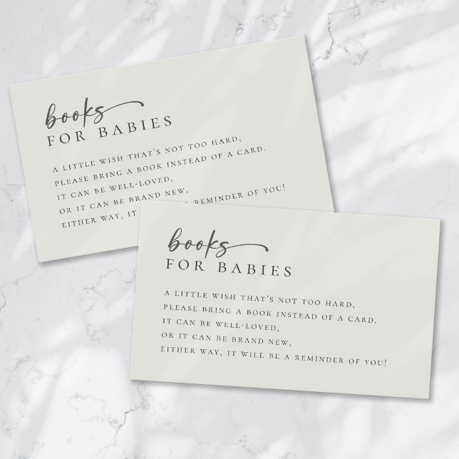 Carte D'accompagnement Livres pour bébé Sage Green Baby shower minimalist (Créateur téléchargé)