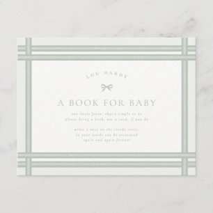 Carte D'accompagnement Livres pour bébé Shower Cottagecore Vert Sauge Pou