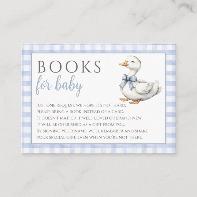 Carte D'accompagnement Livres Pour Bébé Silly Goose Blue Baby shower garç (Devant)