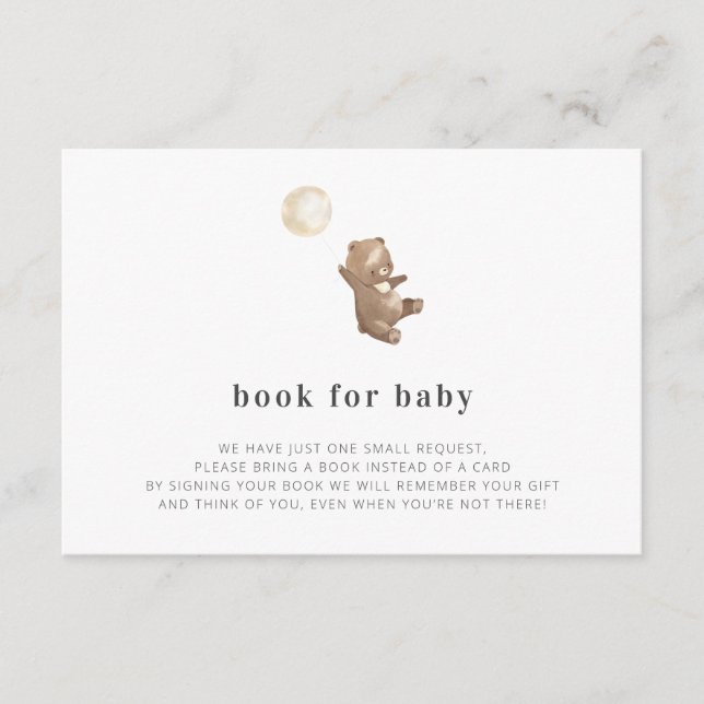 Carte D'accompagnement Livres pour bébé Simple moderne Baby shower ours (Devant)