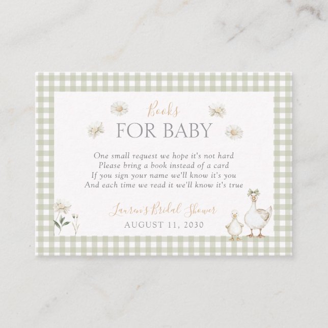 Carte D'accompagnement Livres pour bébé sot oie orignal Whimsical Green D (Devant)