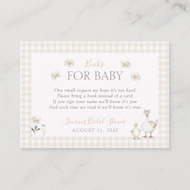 Carte D'accompagnement Livres pour bébé soyeux oie blanc beige douche (Devant)