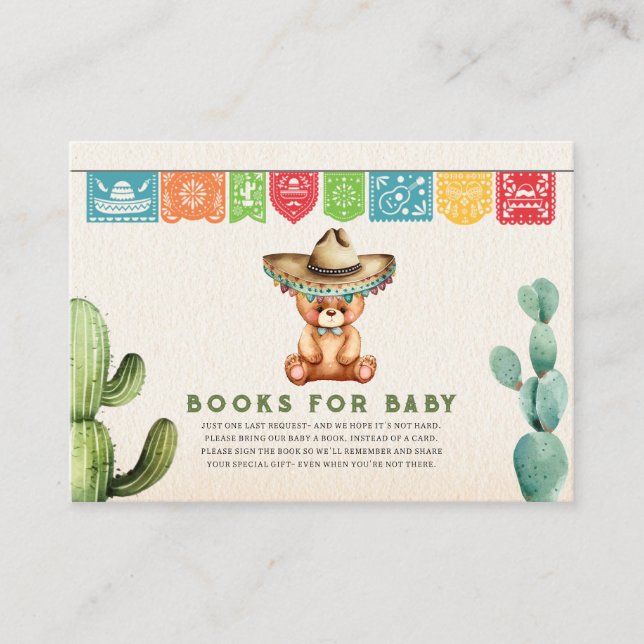 Carte D'accompagnement Livres pour bébé Taco Bear Boy Baby shower Fiesta (Devant)