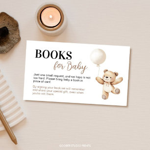 Carte D'accompagnement Livres pour bébé Teddy Bear Balloon Baby Shower
