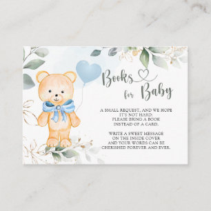 Carte D'accompagnement Livres pour bébé Teddy Bear Greenery Foliage Invit