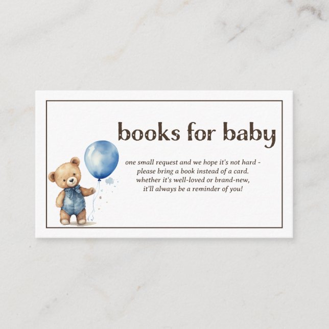 Carte D'accompagnement Livres Pour Bébé Teddy Ours Bébé Garçon Douche (Devant)
