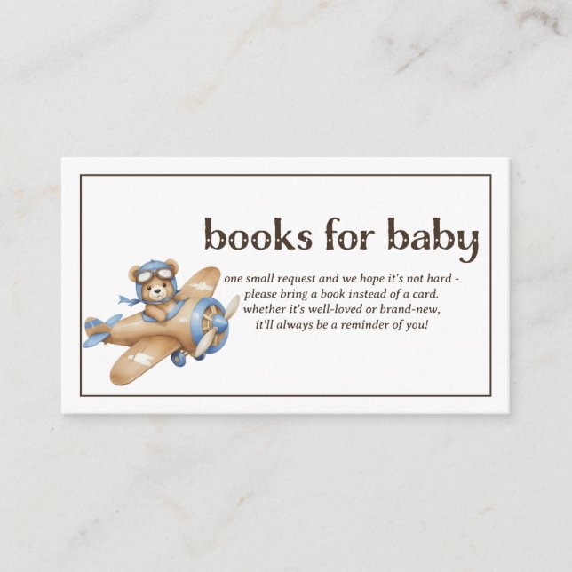 Carte D'accompagnement Livres Pour Bébé Teddy Ours Pilote Baby Boy Douche (Devant)