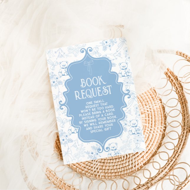 Carte D'accompagnement Livres Pour Bébé Toile De Jouy Bear Blue (Créateur téléchargé)