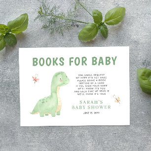 Carte D'accompagnement Livres pour bébé vert aquarelle Dinosaur Douche