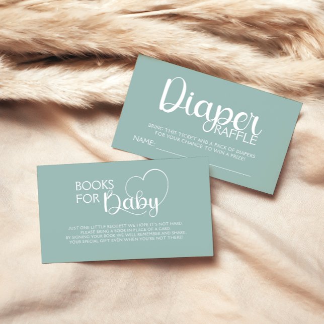 Carte D'accompagnement Livres pour bébé vert minimal script cœur  (Créateur téléchargé)