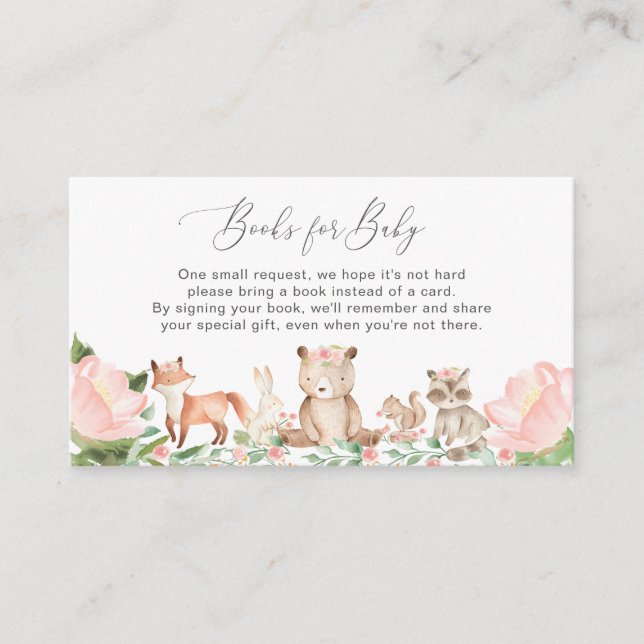 Carte D'accompagnement Livres pour bébés Baby shower de filles de bois (Devant)