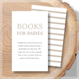 Carte D'accompagnement Livres pour bébés Baby shower jumeau neutre beig