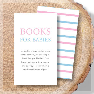 Carte D'accompagnement Livres pour bébés Baby shower rose et bleu Twin