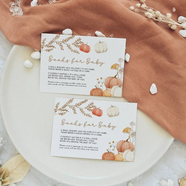 Carte D'accompagnement Livres pour Citrouille bébé Baby shower d'automne (Créateur téléchargé)