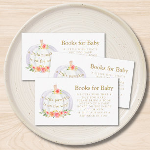 Carte D'accompagnement Livres pour Citrouille bébé Baby shower d'automne