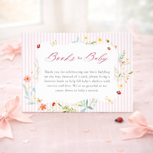 Carte D'accompagnement Livres pour la Fête de Bébé Coccinelle Jardin Flor