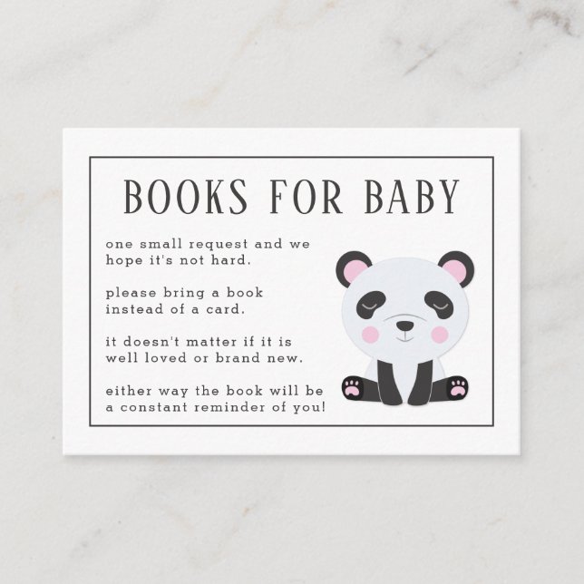 Carte D'accompagnement Livres pour le Baby shower Baby Panda (Devant)