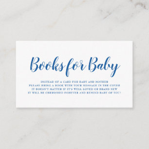 Carte D'accompagnement Livres pour le baby shower bleu lumineux de point