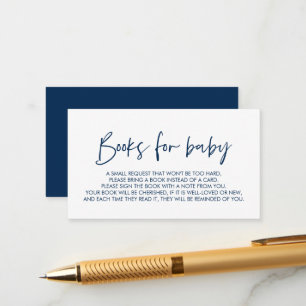 Carte D'accompagnement Livres pour le bébé, Moderne Minimal Navy bleu