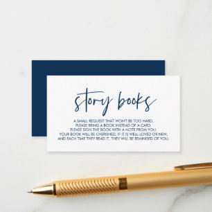 Carte D'accompagnement Livres pour le bébé, Moderne Minimal Navy bleu