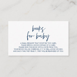 Carte D'accompagnement Livres pour le bébé, Moderne Minimal Navy bleu