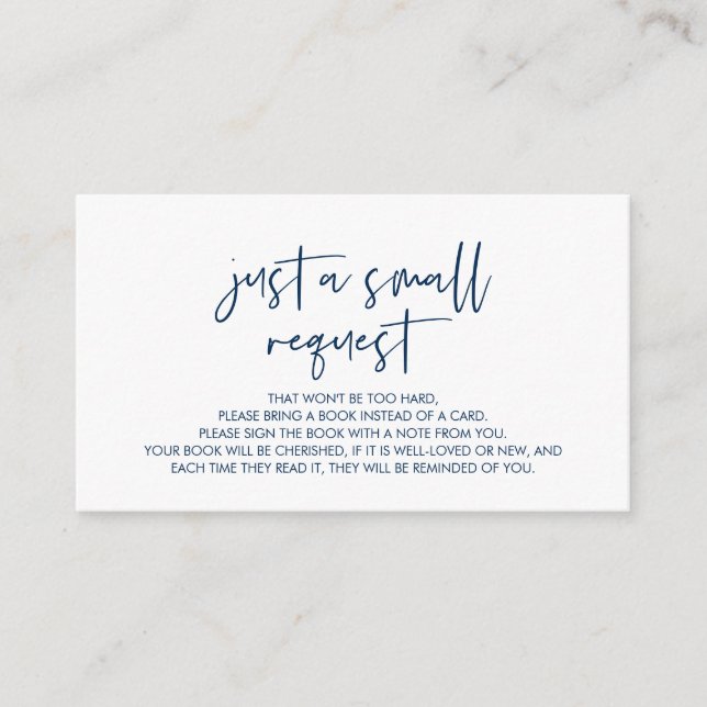 Carte D'accompagnement Livres pour le bébé, Moderne Minimaliste Marine Bl (Devant)