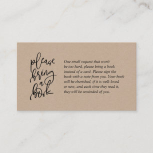Carte D'accompagnement Livres pour le bébé, script kraft rustique créatif