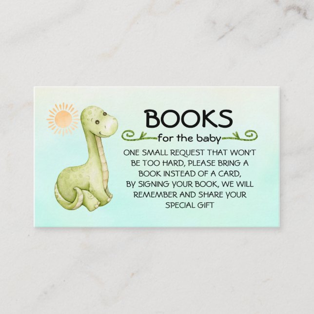 Carte D'accompagnement Livres pour le thème Baby Cute Dinosaur (Devant)