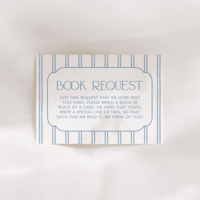 Carte D'accompagnement Livres rayés bleus classiques pour bébé (Créateur téléchargé)