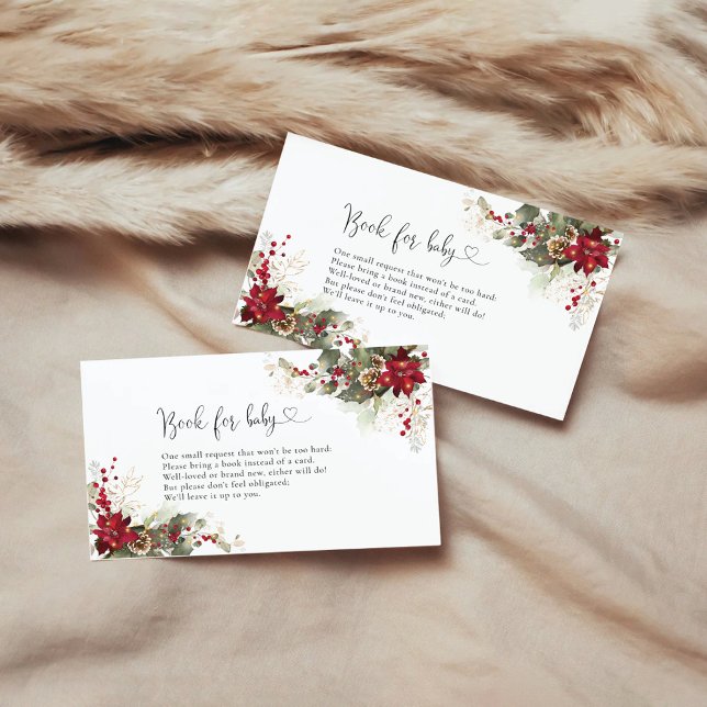 Carte D'accompagnement Livres Red Poinsettia de Noël pour bébé (Créateur téléchargé)