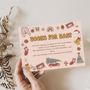 Carte D'accompagnement Livres rétro pour bébé Noël Père Noël Baby shower