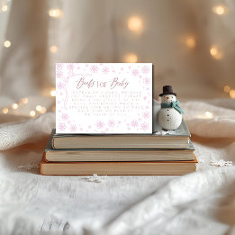 Carte D'accompagnement Livres roses d'hiver pour Baby shower bébé