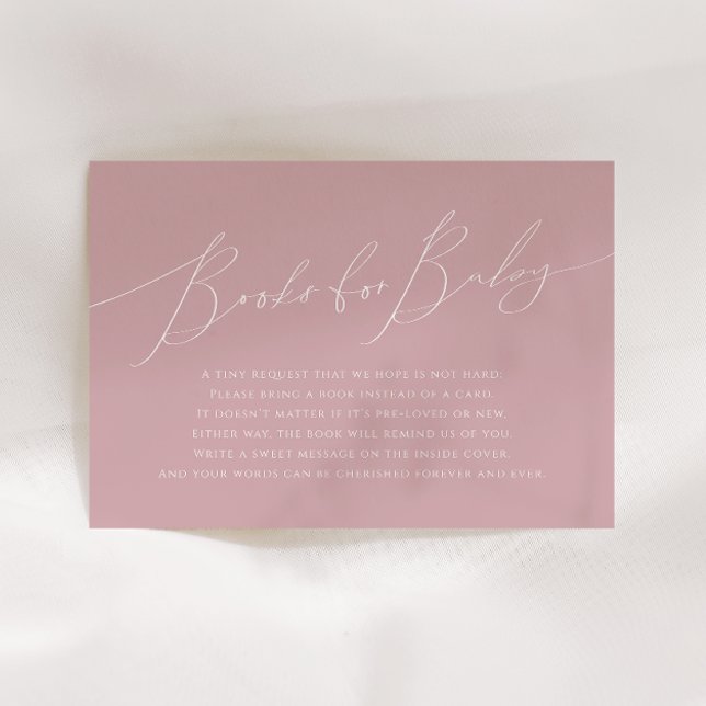 Carte D'accompagnement Livres Roses Whimsical Dusty Pour Bébé (Créateur téléchargé)