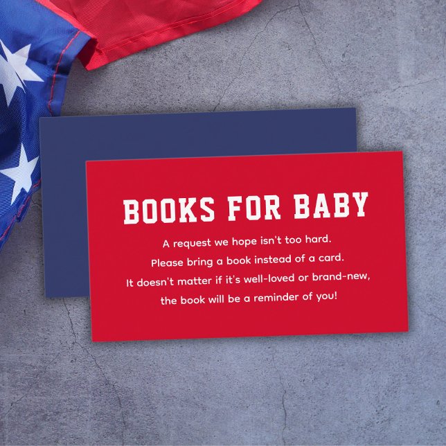Carte D'accompagnement Livres Rouge Bleu Pour Bébé 4 juillet Baby shower (Red Blue Books For Baby 4th Of July Baby Shower Enclosure Card
)