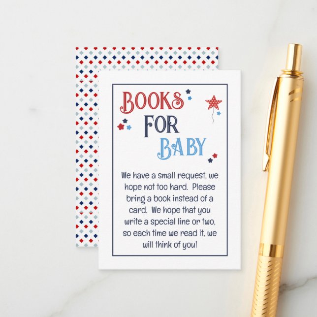 Carte D'accompagnement Livres rouges blancs et dus pour bébé (Devant/Arrière en situation)
