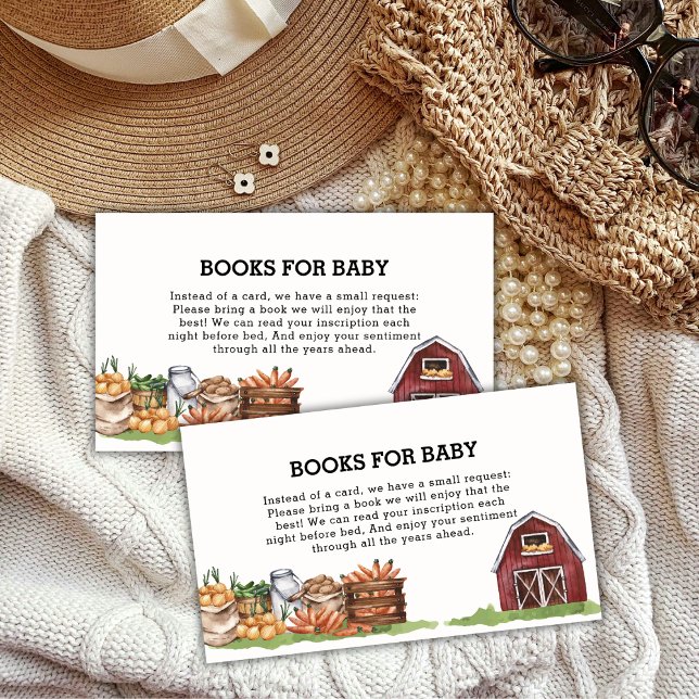 Carte D'accompagnement Livres Rustiques De Veggie Cultivés Localement Pou (Rustic Locally Grown Veggie Books For Baby Shower Enclosure Card)