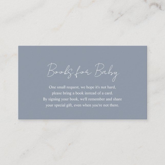 Carte D'accompagnement Livres simples Dusty Blue Baby shower pour bébé (Devant)