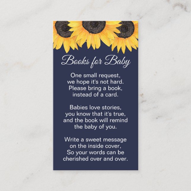 Carte D'accompagnement Livres Sunflower Baby Neutral Marine Baby shower E (Devant)