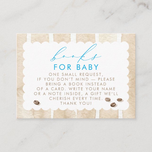 Carte D'accompagnement Livres sur le thème du café pour demande de bébé (Devant)