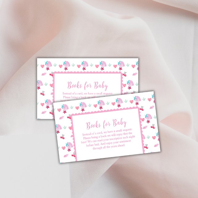 Carte D'accompagnement Livres Sweet Sweet Berry Rose pour Baby shower (Pink Berry Sweet Sweetheart Books For Baby Shower Enclosure Card)