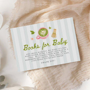 Carte D'accompagnement Livres Thème Matcha Pour Baby Shower
