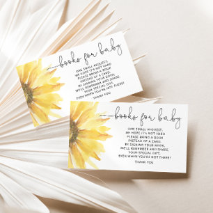 Carte D'accompagnement Livres tournesol aquarelle pour bébé ticket