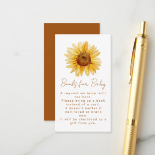 Carte D'accompagnement Livres Tournesol Boho Miel pour Bébé Douche Nature