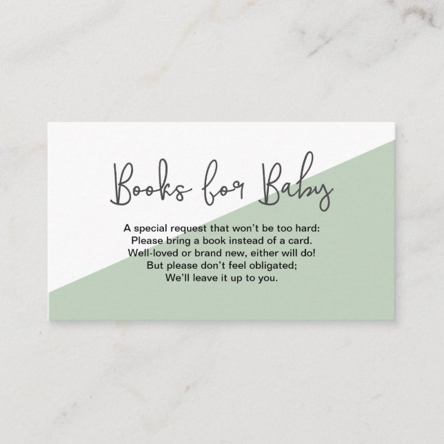 Carte D'accompagnement Livres verts pour bébé Neutre genre (Devant)